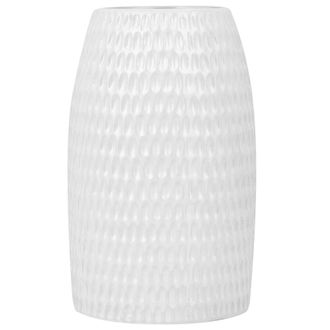Beliani Beliani - Jarr&oacute;n Decorativo De Gres Blanco 25 Cm Sala De Estar Dormitorio Contempor&aacute;neo Linzi