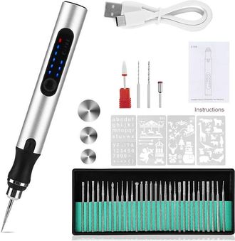 OEM Grabadora Rotativa - 18000 Rpm - Recargable Por Usb - Para Joyer&iacute;a Madera Vidrio Piedra - Port&aacute;til - 3 Velocidades - Incluye Accesorios