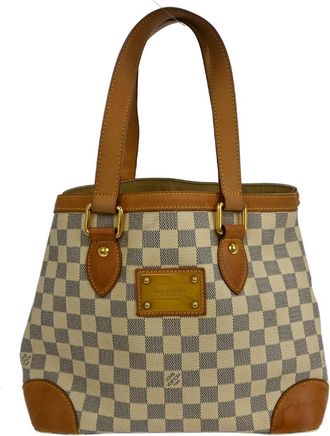 Louis Vuitton Hampstead Handbag Damier White Canvas Handbag (Pre-Owned)