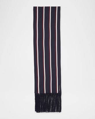 Alexander McQueen Twill Collegiate-Inspired Silk Scarf