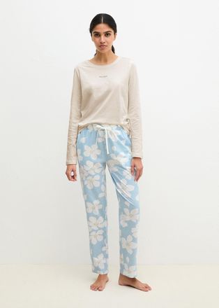 Marc O'Polo Pyjamahose MARC OPOLO Mix N Match Cotton, Damen, Gr. XL (46), N-Gr, niagara mist print, Single Jersey, Obermaterial: 100% Baumwolle, lang, Hosen Pyjam