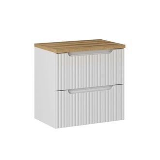 Petits Meubles Mueble bajo lavabo 2 cajones encimera estratificado Blanco marr&oacute;n