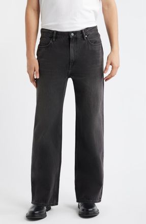 AllSaints Lenny Straight Leg Jeans in Dirty Black at Nordstrom, Size 28 X 32