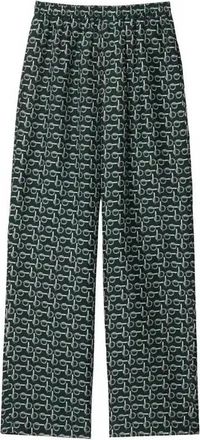 Burberry Womens Silver / Green Printed Silk Trousers, Brand Size 8 ( US Size 6 )