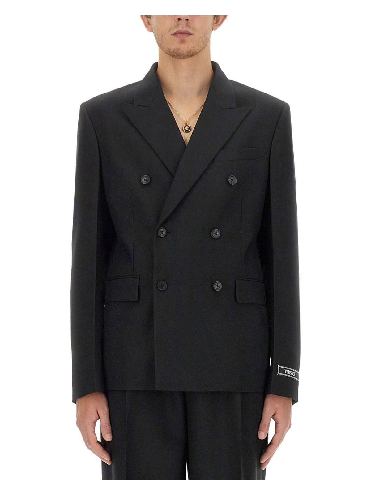 ジャケット Versace Double-Breasted Blazer Barocco Jacquard Single-Breasted Blazer Black | VERSACE