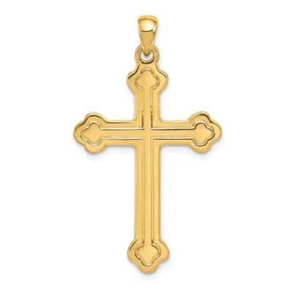 Diamond2Deal 14k Yellow Gold Budded Cross Pendant