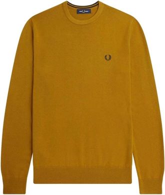 Fred Perry Klassieke trui met ronde hals - Heren - Sweatshirts - Bruin - S - Katoen - Hoodies & sweatvesten