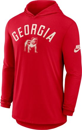 Nike Georgia Legacy Arch Nike Mens Dri-FIT College Long-Sleeve Hooded T-Shirt in Red | 01NB65NUGV-3HJ