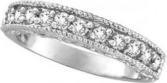 Allurez Semi-Eternity Diamond Ring Wedding Band 14k White Gold (0.50ct)