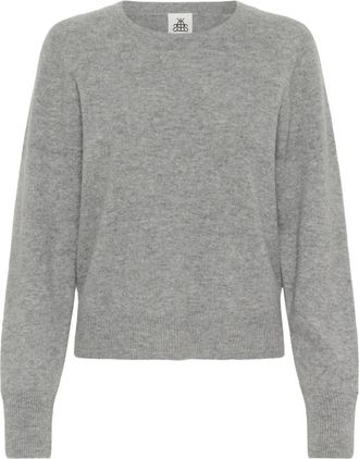 Karen by Simonsen Rondgebreide trui - Dames - Ronde hals truien - Grijs - XS - Leer - Truien & Vesten