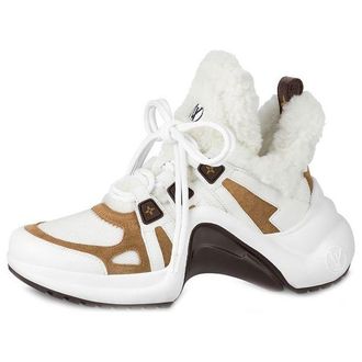 Louis Vuitton (WMNS) LOUIS VUITTON LV Archlight Shearling Sneakers White Brown 1AACQS