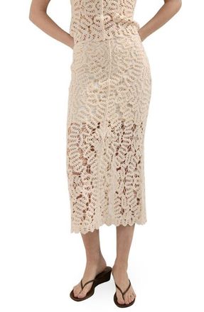 Mango Chunky Stitch Cotton Blend Skirt in Sand at Nordstrom, Size Medium