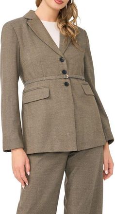Vince Camuto Slim Fit Herringbone Blazer in Rich Black/beige at Nordstrom, Size 00
