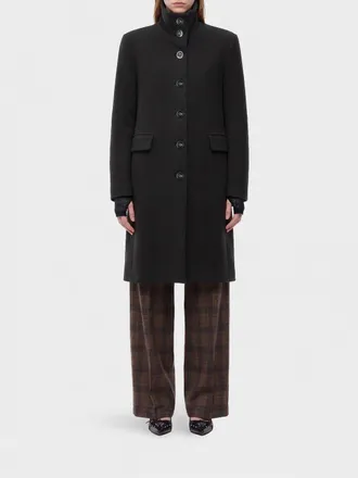 Pinko Single-Breasted Knee-Length Coat in Wool Blend with High Collar