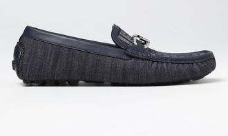 Fendi Mocassino Lock Fendi in denim con monogram FF jacquard