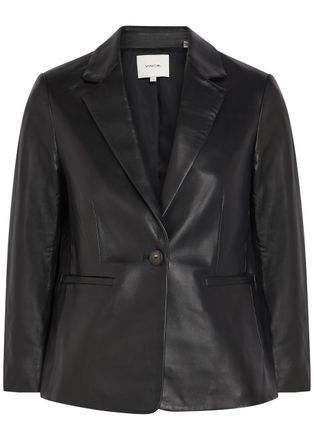Vince Shrunken Leather Blazer - Black - 4 (UK8 / S)