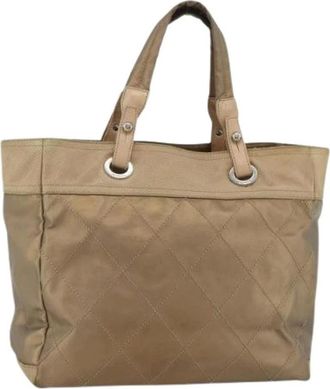Chanel Pre-owned Tote Bags, female, Beige, Size: ONE SIZE Pre-owned Vintage Coated Canvas Tote