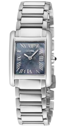 Gevril Group Womens Regina Swiss Watch, Black MOP Dial, 316L SS Case, Stainless Steel Bracelet. - Silver - One Size