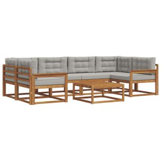 vidaXL Conjunto De Sof&aacute;s De Exterior 7 Pcs Gris Natural Y Claro Vidaxl