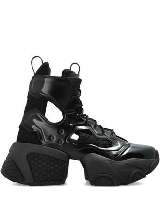 Comme Des Gar&ccedil;ons x Comme des Gar&ccedil;ons cut-out platform sneakers - women - Polyurethane/Fabric/Fabric/Rubber - 4 - Black