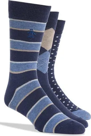 Original Penguin Gilbert Dot Crew Socks - Pack of 3 in Navy at Nordstrom Rack