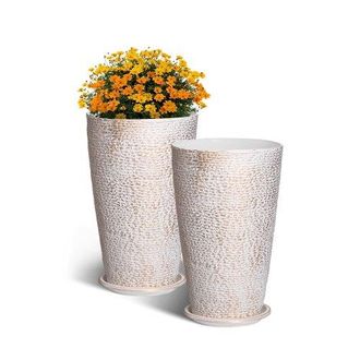 OEM Jardineras Altas De 530 Mm 2 Piezas Jardineras Grandes Para Plantas Jardineras Redondas C&oacute;nicas Para Porche Delantero Macetas Para Plantas De &Aacute;rboles 