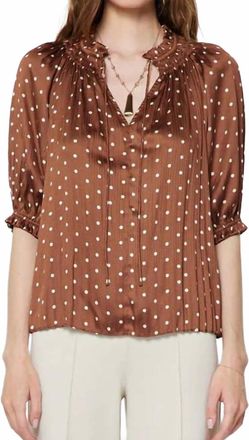 Current Air Polka Dot Peggy Blouse In Cocoa