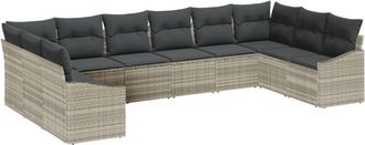 vidaXL Garden Dining Set with Cushion with Storage 10 pcs Light Grey Vidaxl