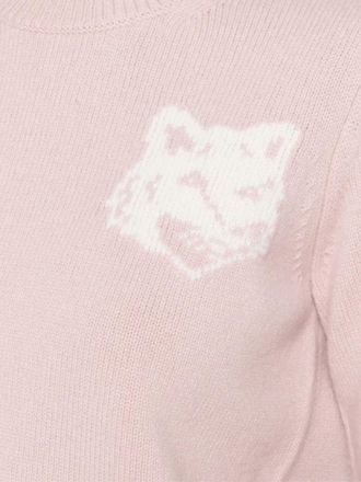 Maison Kitsun&eacute; Fox Head Wool Crewneck Sweater - Pink