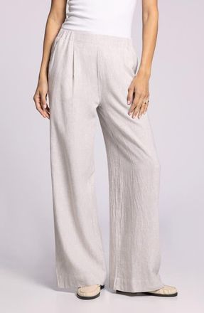 Thread & Supply Anastasia Linen Blend Wide Leg Pants in White/Oak at Nordstrom, Size Medium