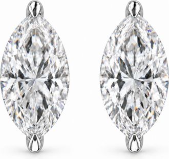 House of Brilliance 14K Gold Lab Grown Marquise Diamond Solitaire Stud Earrings