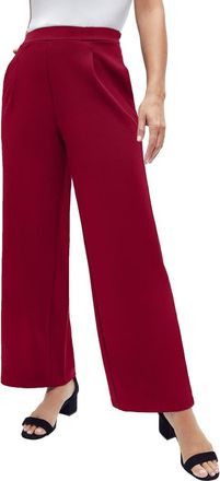Jessica London Stretch Knit Crepe Wide Leg Pant in Rich Burgundy at Nordstrom, Size Medium