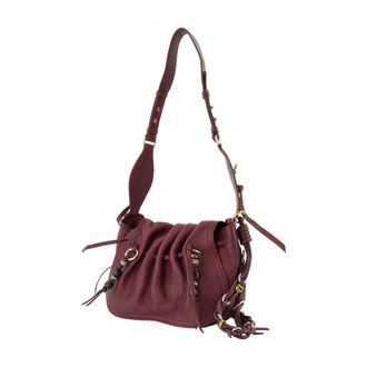 Isabel Marant Womens Gathered Lambskin Shoulder Bag Burgundy