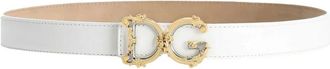 Dolce & Gabbana Kalfsleren Riem met Logo - Dames - Riemen - Wit - 65 CM - Leer - Accessoires