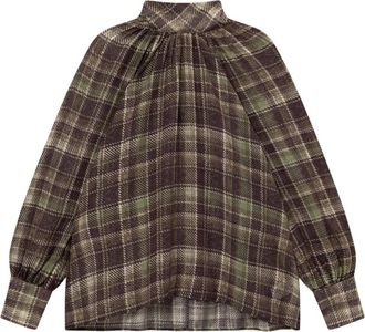 SoSUE Antonia Strik Blouse - Dames - Blouses & Shirts - Bruin - Maat: Xs/S Poliester