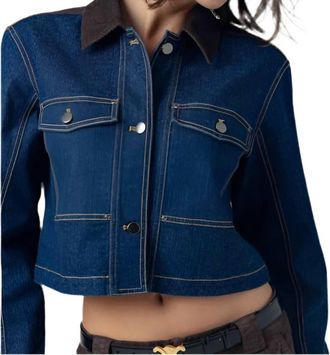 Sundays Klea Button Front Jacket In Denim/chocolate