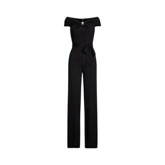 Ralph Lauren Jumpsuits, female, Black, Size: 2XS Dashna Belted Jersey Jumpsuit