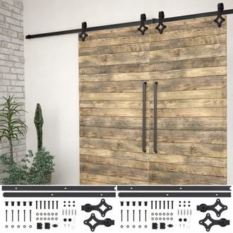 Berkfield Home Sliding Door Hardware Kits 2 pcs 200 cm Steel Black