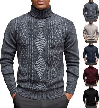 Generic Mens Turtleneck Jumper Long Sleeve Roll Neck Top for Men Basic T-Shirt Lightweight Turtle Neck Sweater Pullover V Neck Jumpers for Men UK Grey