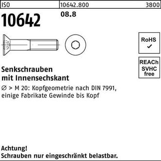 OEM Tornillo De Cabeza Avellanada Iso 10642 Hexagonal Interior M10x 90 8.8 100 Unidades