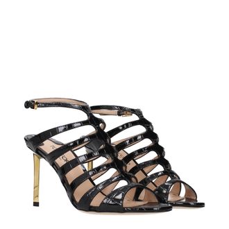 Tom Ford Womens Strappy Leather Heel Sandal Black