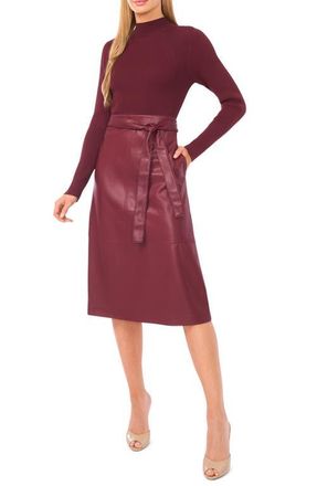 Ted Baker Mixed Media Long Sleeve Dress in Port at Nordstrom, Size X-Large