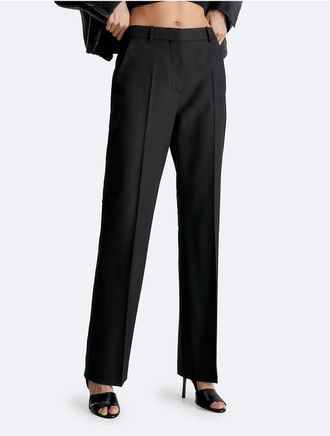 Calvin Klein Womens Slim Straight Woven Pants - Black - 32