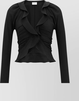 Saint Laurent frilled v neck blouse