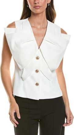Gracia Ruffle Front Button Down Sleeveless Jacket