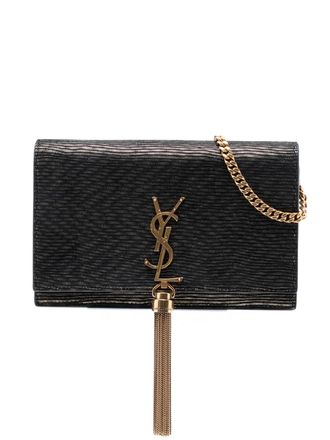 Saint Laurent 2017 Suede Monogram Kate Tassel Wallet on Chain crossbody bag - Black