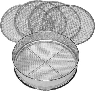OEM Tamiz De Jard&iacute;n 5 En 1 - 5 Insertos Intercambiables De &Oslash; 3, 5, 8, 10 Y 12 Mm - Acero Inoxidable, 30 Cm - Para Tierra, Compost Y Grava