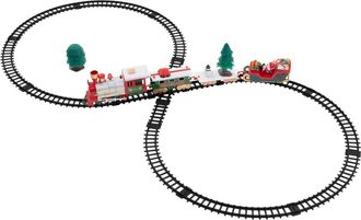 ECD Germany Tren para &aacute;rbol de navidad 22 piezas con 3 vagones, v&iacute;as, luz y sonido