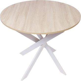Skraut Home Skraut Home - Mesa De Comedor Fija Redonda, Modelo Zen, 90 X 90 X 77 Cm, Capacidad Hasta 4 Personas, Materiales Resistentes, Acabado Madera Color Robl