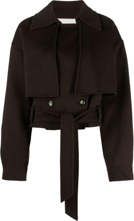 Nanushka cropped trench jacket - women - Wool/Silk/Polyamide - L - Brown